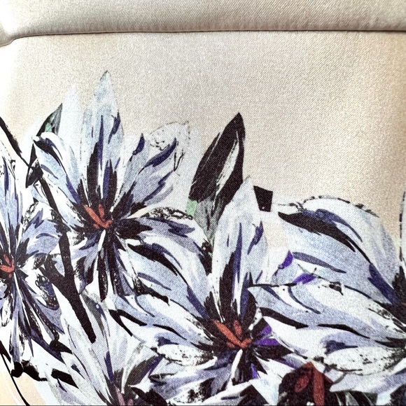 TOPSHOP Structured Champagne Floral Satiny A-Line Mini Dress—SZ. 4 - Picture 5 of 13